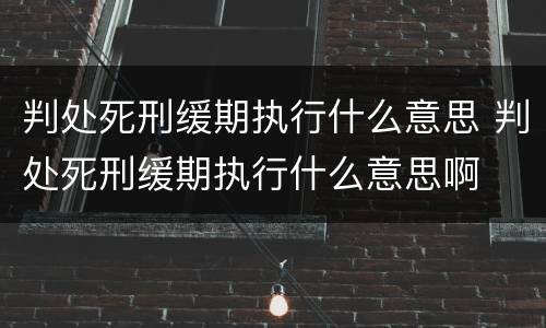 判处死刑缓期执行什么意思 判处死刑缓期执行什么意思啊