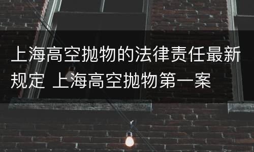 上海高空抛物的法律责任最新规定 上海高空抛物第一案