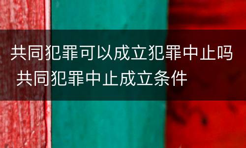 共同犯罪可以成立犯罪中止吗 共同犯罪中止成立条件