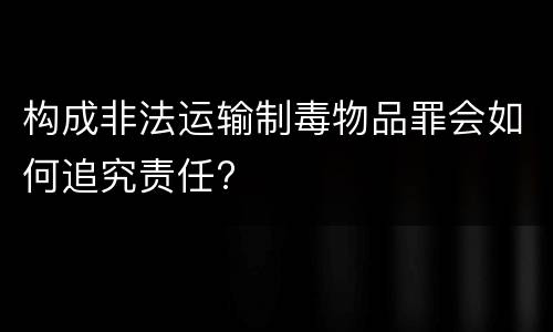 构成非法运输制毒物品罪会如何追究责任?