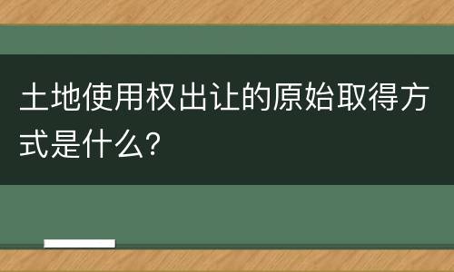土地使用权出让的原始取得方式是什么？