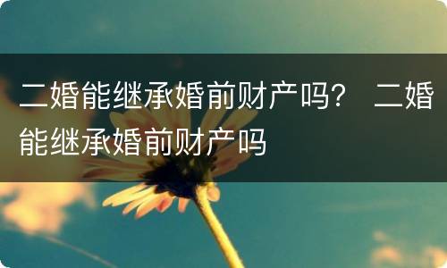 二婚能继承婚前财产吗？ 二婚能继承婚前财产吗