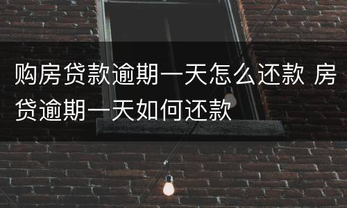 购房贷款逾期一天怎么还款 房贷逾期一天如何还款