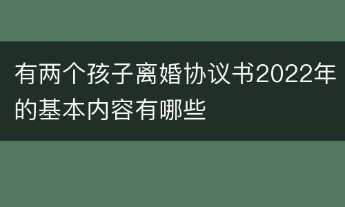 有两个孩子离婚协议书2022年的基本内容有哪些