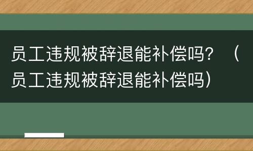 员工违规被辞退能补偿吗？（员工违规被辞退能补偿吗）