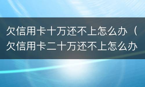 欠信用卡十万还不上怎么办（欠信用卡二十万还不上怎么办）