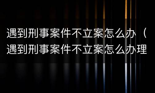 遇到刑事案件不立案怎么办（遇到刑事案件不立案怎么办理）