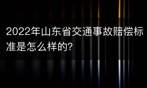 2022年山东省交通事故赔偿标准是怎么样的？