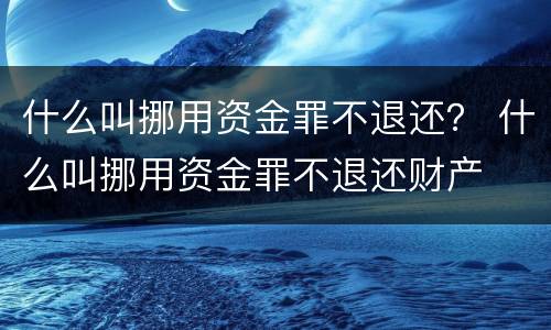 什么叫挪用资金罪不退还? 什么叫挪用资金罪不退还财产
