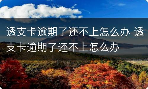 透支卡逾期了还不上怎么办 透支卡逾期了还不上怎么办