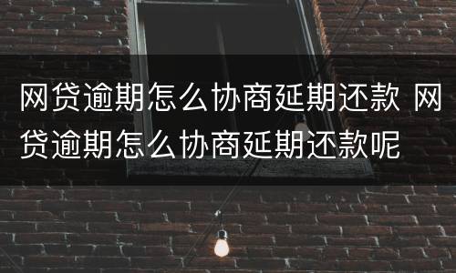网贷逾期怎么协商延期还款 网贷逾期怎么协商延期还款呢