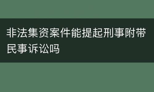 非法集资案件能提起刑事附带民事诉讼吗