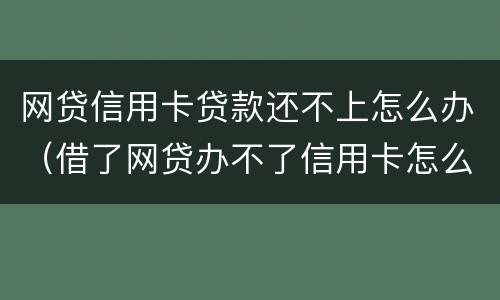 网贷信用卡贷款还不上怎么办（借了网贷办不了信用卡怎么办）