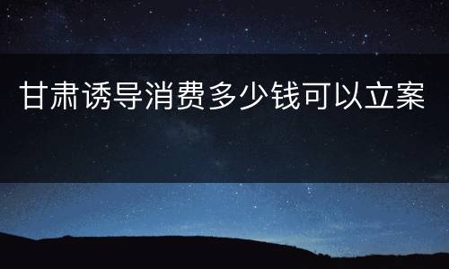 甘肃诱导消费多少钱可以立案