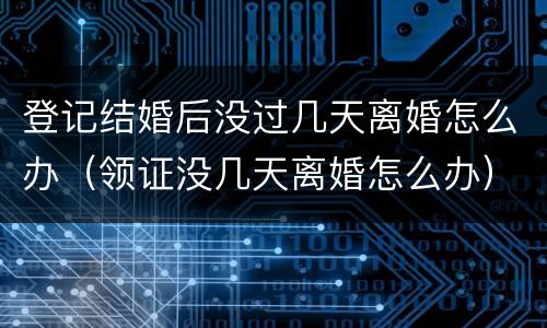 登记结婚后没过几天离婚怎么办（领证没几天离婚怎么办）
