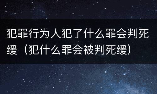犯罪行为人犯了什么罪会判死缓（犯什么罪会被判死缓）