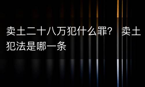 卖土二十八万犯什么罪？ 卖土犯法是哪一条