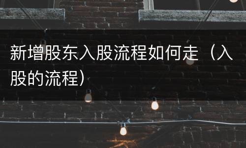 新增股东入股流程如何走（入股的流程）