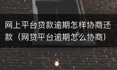 网上平台贷款逾期怎样协商还款（网贷平台逾期怎么协商）