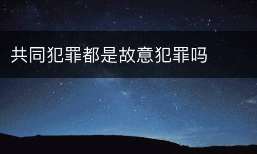 共同犯罪都是故意犯罪吗