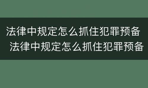 法律中规定怎么抓住犯罪预备 法律中规定怎么抓住犯罪预备的人