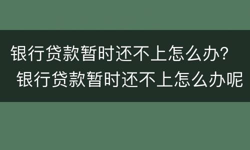 银行贷款暂时还不上怎么办？ 银行贷款暂时还不上怎么办呢