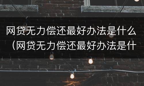 网贷无力偿还最好办法是什么（网贷无力偿还最好办法是什么呢）