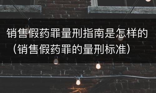 销售假药罪量刑指南是怎样的（销售假药罪的量刑标准）
