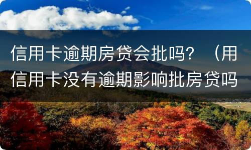 信用卡逾期房贷会批吗？（用信用卡没有逾期影响批房贷吗）