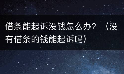 借条能起诉没钱怎么办？（没有借条的钱能起诉吗）
