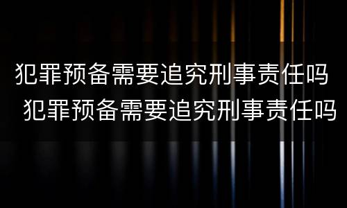 犯罪预备需要追究刑事责任吗 犯罪预备需要追究刑事责任吗知乎