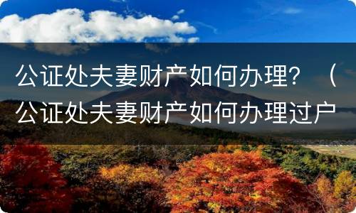 公证处夫妻财产如何办理？（公证处夫妻财产如何办理过户）