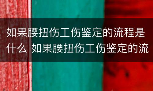 如果腰扭伤工伤鉴定的流程是什么 如果腰扭伤工伤鉴定的流程是什么意思