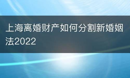 上海离婚财产如何分割新婚姻法2022