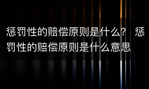 惩罚性的赔偿原则是什么？ 惩罚性的赔偿原则是什么意思