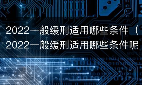2022一般缓刑适用哪些条件（2022一般缓刑适用哪些条件呢）