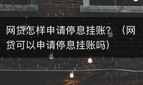 网贷怎样申请停息挂账？（网贷可以申请停息挂账吗）