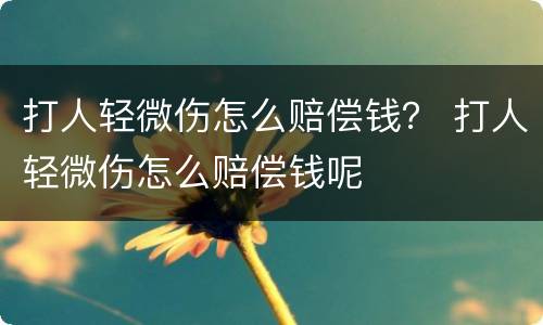 打人轻微伤怎么赔偿钱？ 打人轻微伤怎么赔偿钱呢