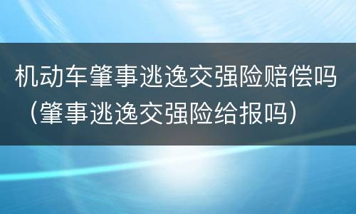 机动车肇事逃逸交强险赔偿吗（肇事逃逸交强险给报吗）
