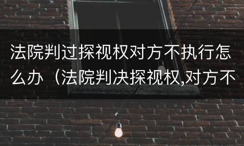 法院判过探视权对方不执行怎么办(法院判决探视权,对方不执行怎么办)
