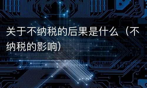 关于不纳税的后果是什么（不纳税的影响）