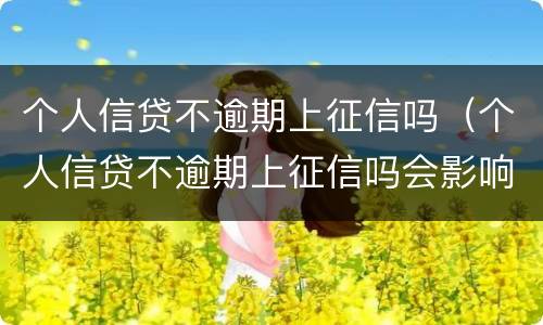 个人信贷不逾期上征信吗（个人信贷不逾期上征信吗会影响吗）