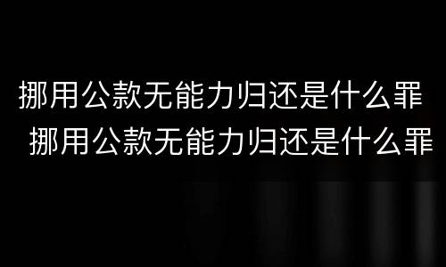 挪用公款无能力归还是什么罪 挪用公款无能力归还是什么罪行