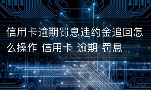 信用卡逾期罚息违约金追回怎么操作 信用卡 逾期 罚息