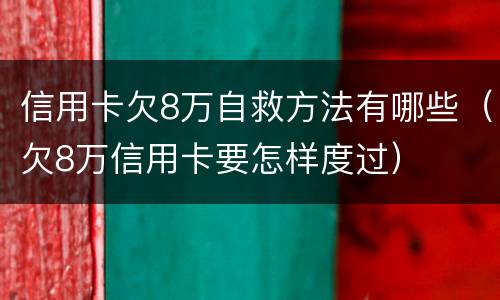 信用卡欠8万自救方法有哪些（欠8万信用卡要怎样度过）