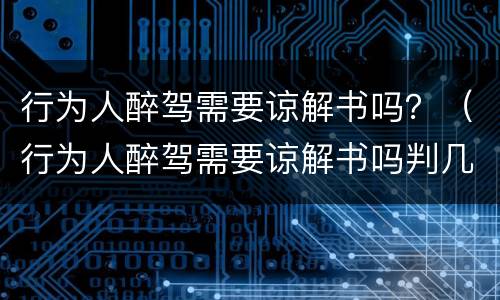行为人醉驾需要谅解书吗？（行为人醉驾需要谅解书吗判几年）