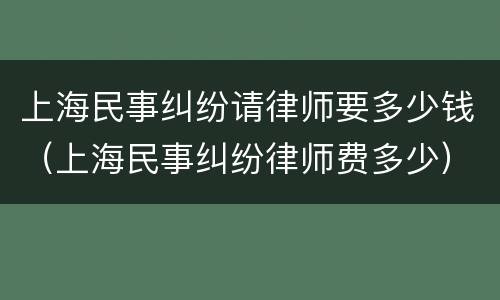 上海民事纠纷请律师要多少钱（上海民事纠纷律师费多少）