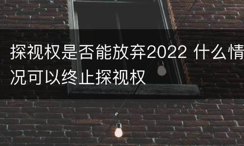探视权是否能放弃2022 什么情况可以终止探视权
