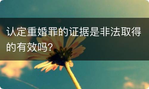 认定重婚罪的证据是非法取得的有效吗？