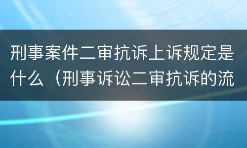 刑事案件二审抗诉上诉规定是什么（刑事诉讼二审抗诉的流程）